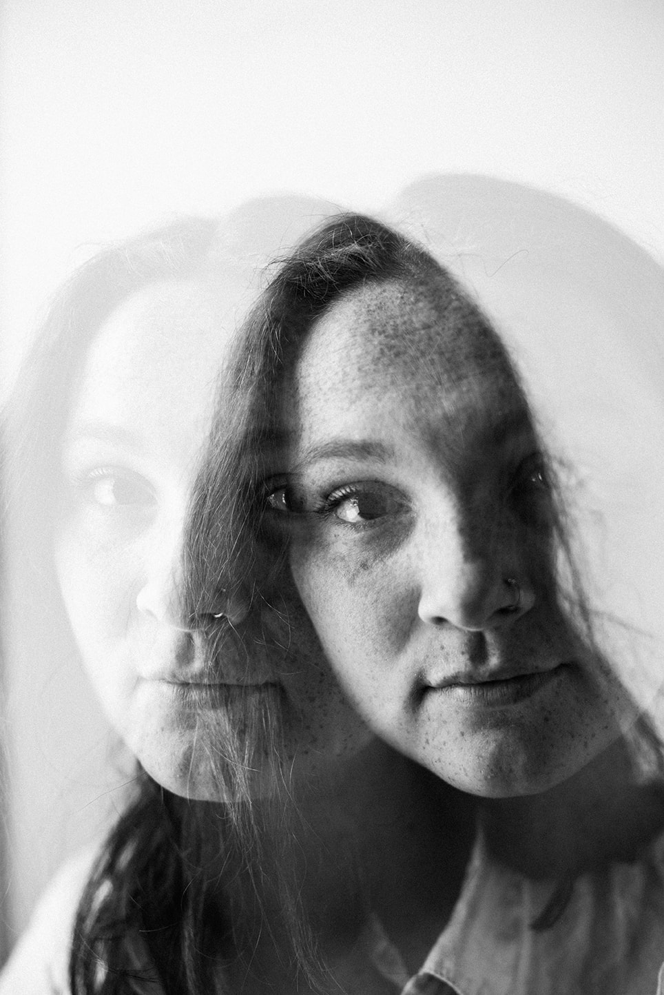 double exposure portrait of young woman